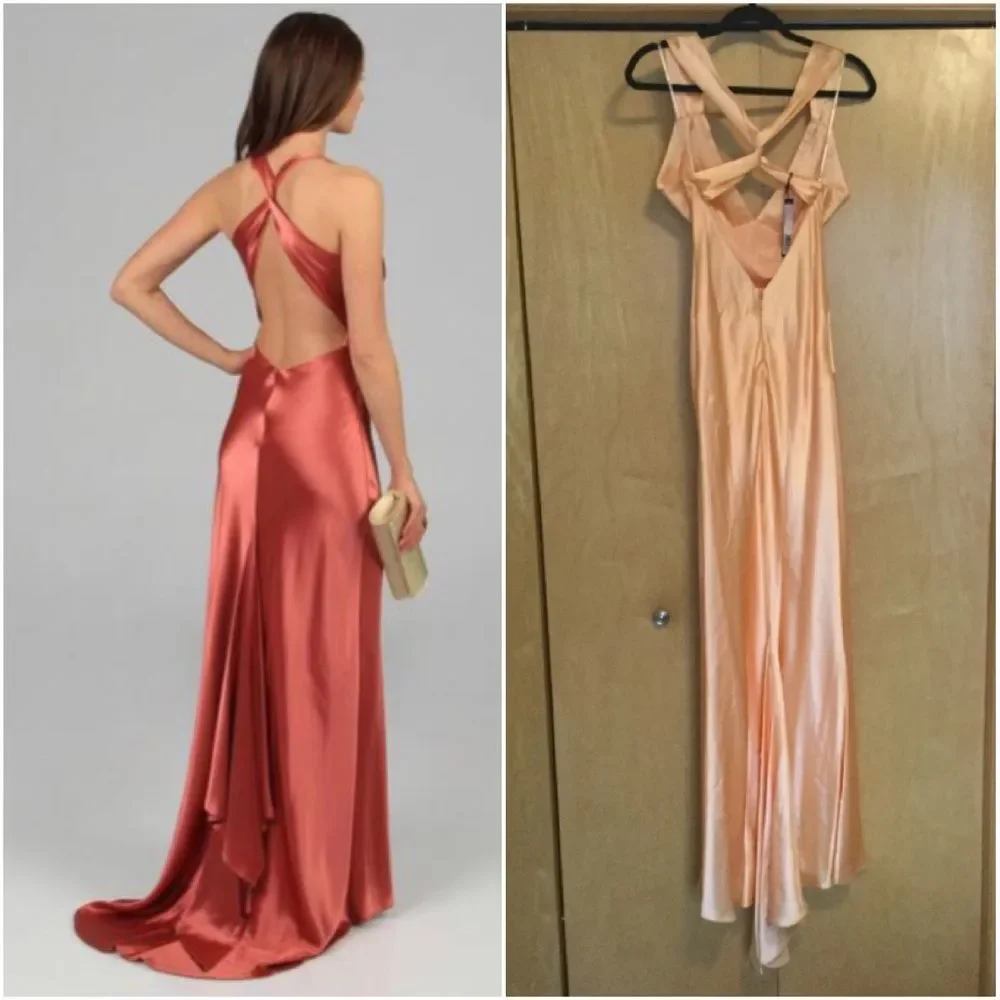 Issue NY Sleeveless Criss-Cross Open-Back Long Coral - Picture 3 of 12